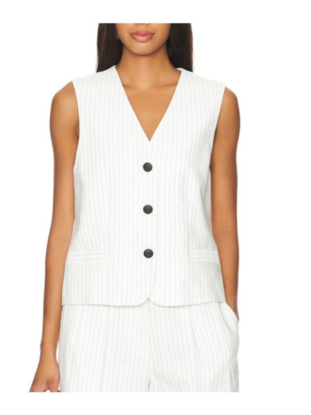 NWT Rag & Bone Erin Striped Linen Vest in White Size Small
